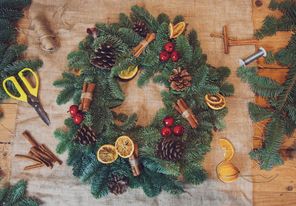Online Christmas Wreath Making Kit & Workshop by Femme Petale