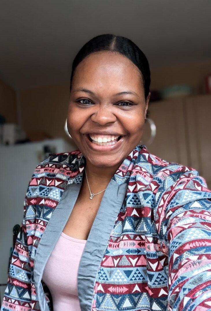 Fi from Creative Stationery London in a gorgeous patterned jacket