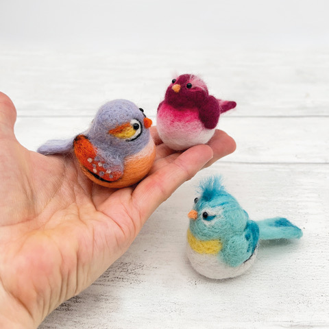 Needle felted baby birds by Bergin and Bath