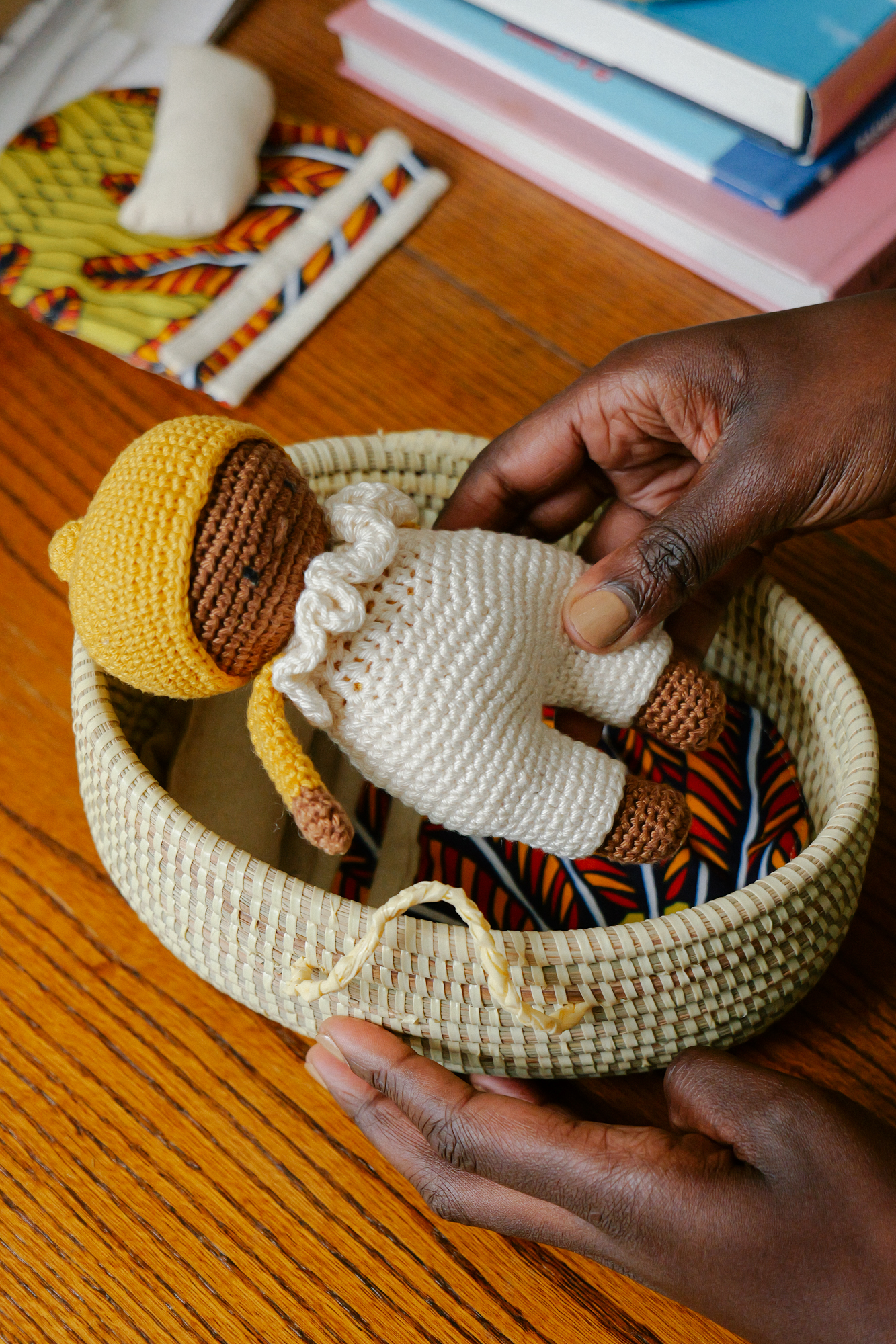 La Petite Senna crochet doll with basket