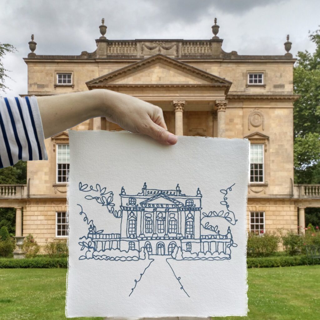 Chainstitch embroidered venue picture illustration by See+QUIN