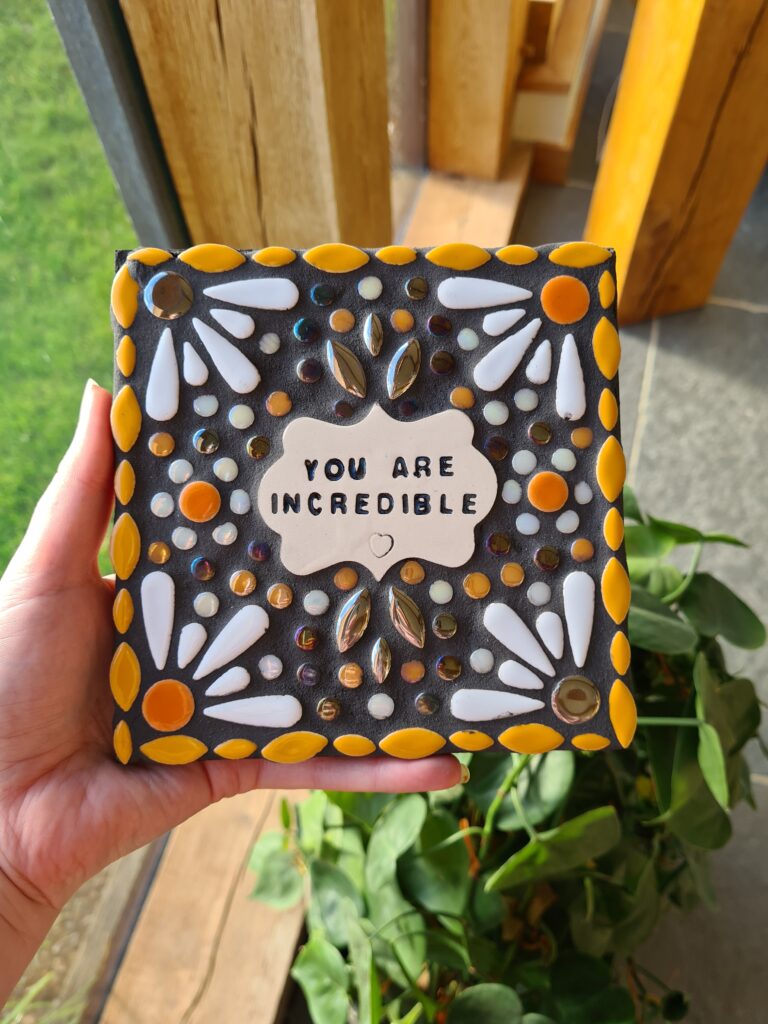 Square mosaic affirmation kit by Jessica Tessera Mosaics