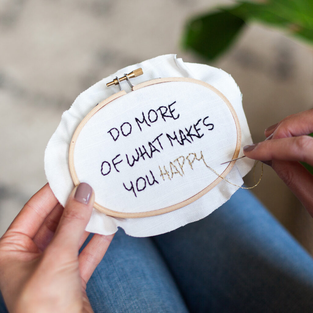 "Do More Of What Makes You Happy" mini embroidery kit by Make & Mend