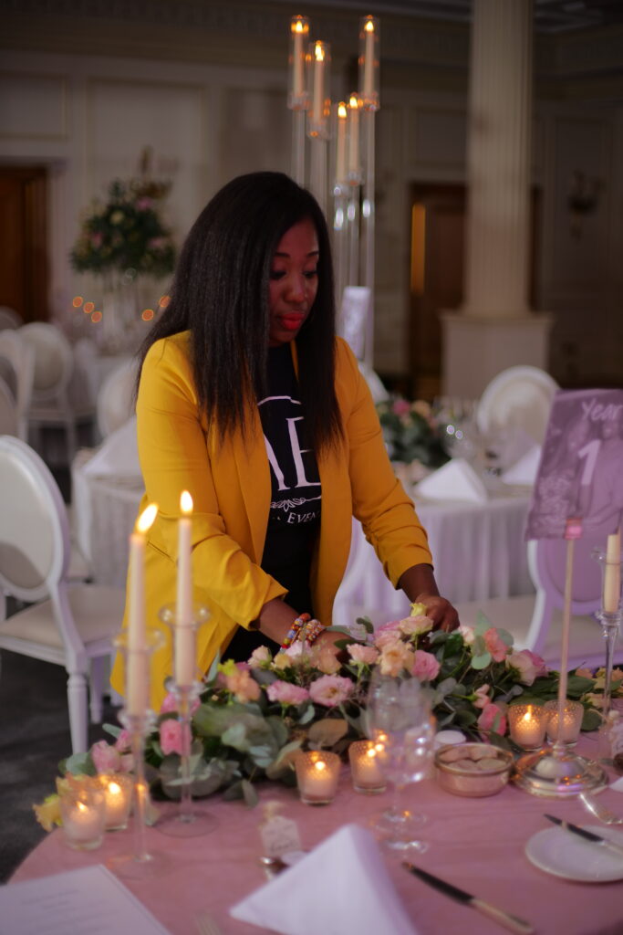 Afia arranging flowers
