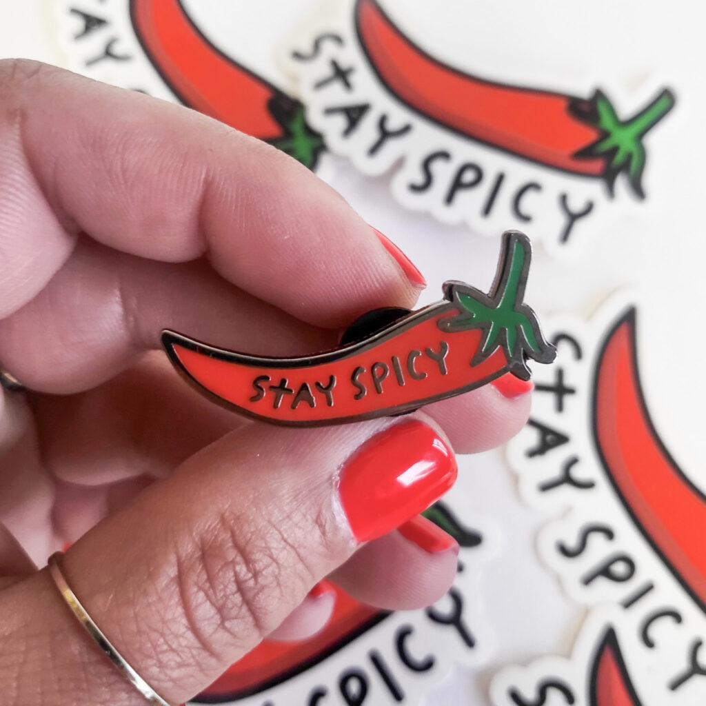 'Stay Spicy' badge and stickers by The Playful Indian