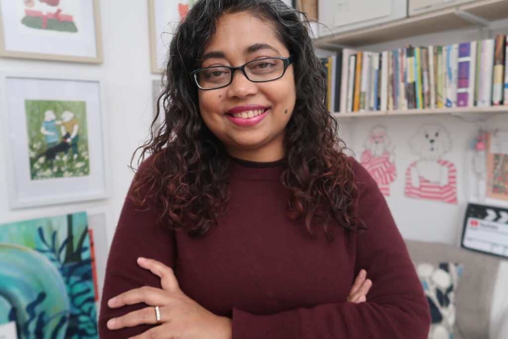 Book designer and illustrator Arati Devasher in her studio